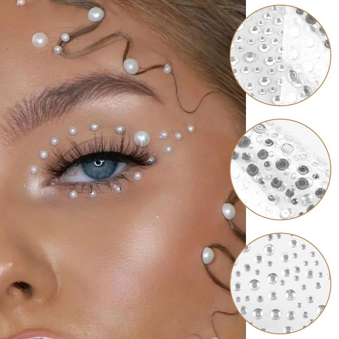 Самоклеючі блискучі камені для обличчя Діаманти для рукоділля 1 пінцет, прикраси та святкові аксесуари, фото №3