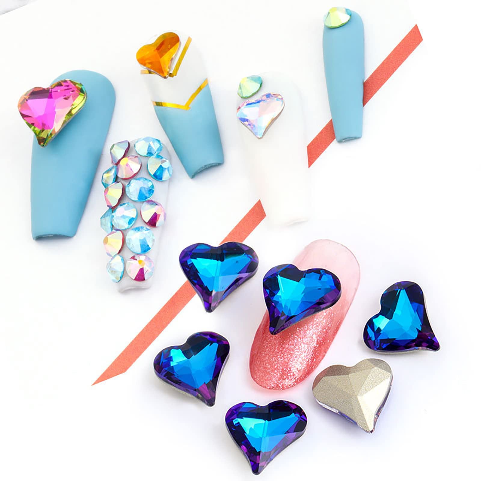Стрази для нігтів Прикраса для нігтів Серце викривлене 3D Блискітки (Випадковий колір 2), фото №6