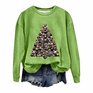 Рождественский свитшот HUIFUAO Женский Милый Уродливый Рождественский свитер для женщин Графический свитер с рождественской елкой Топы Рождественские свитшоты для женщин - Фото 1