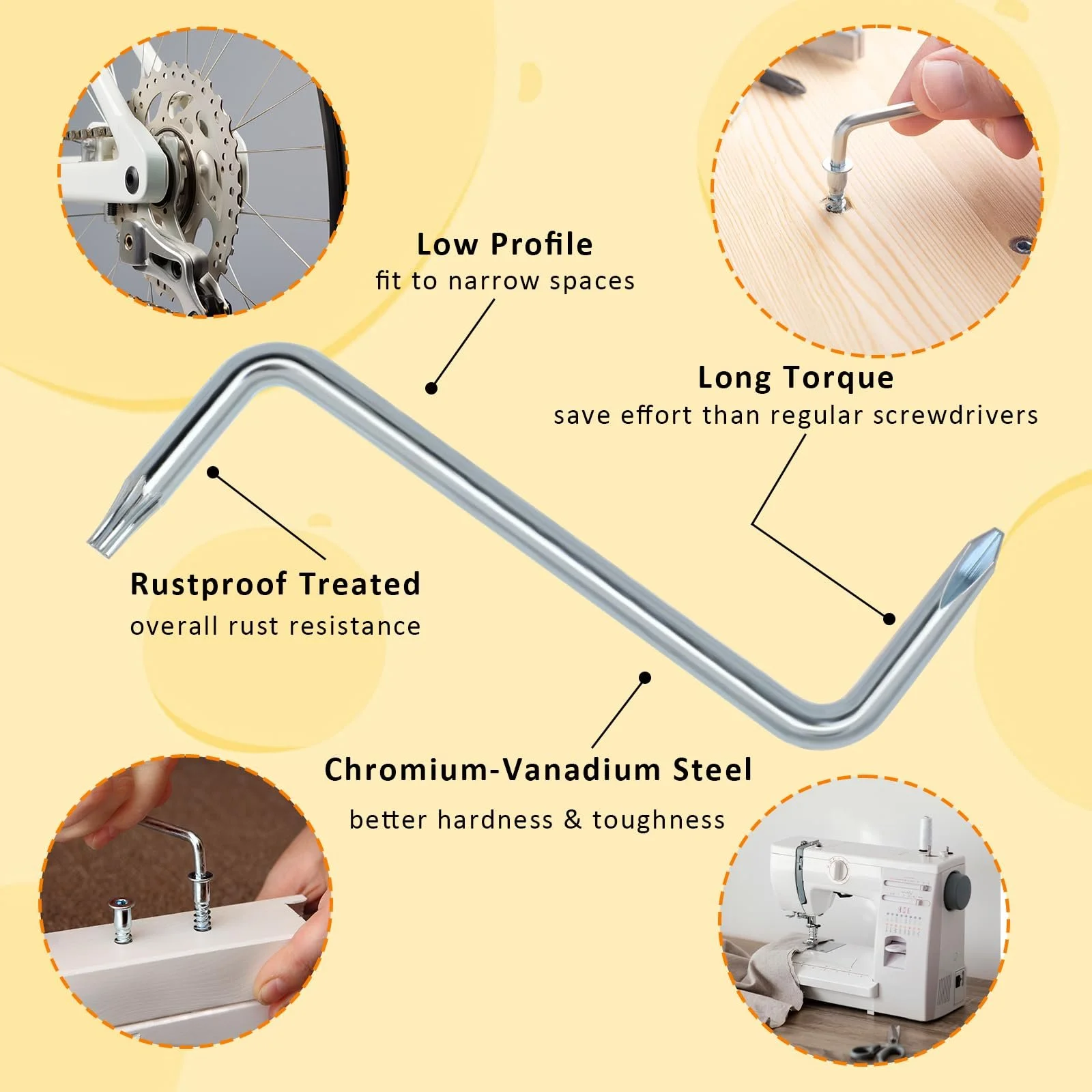 Набір Allen Wrench Z Type Double Head 90 Degree Flat Head T15/T20/T25 Steel, фото №3