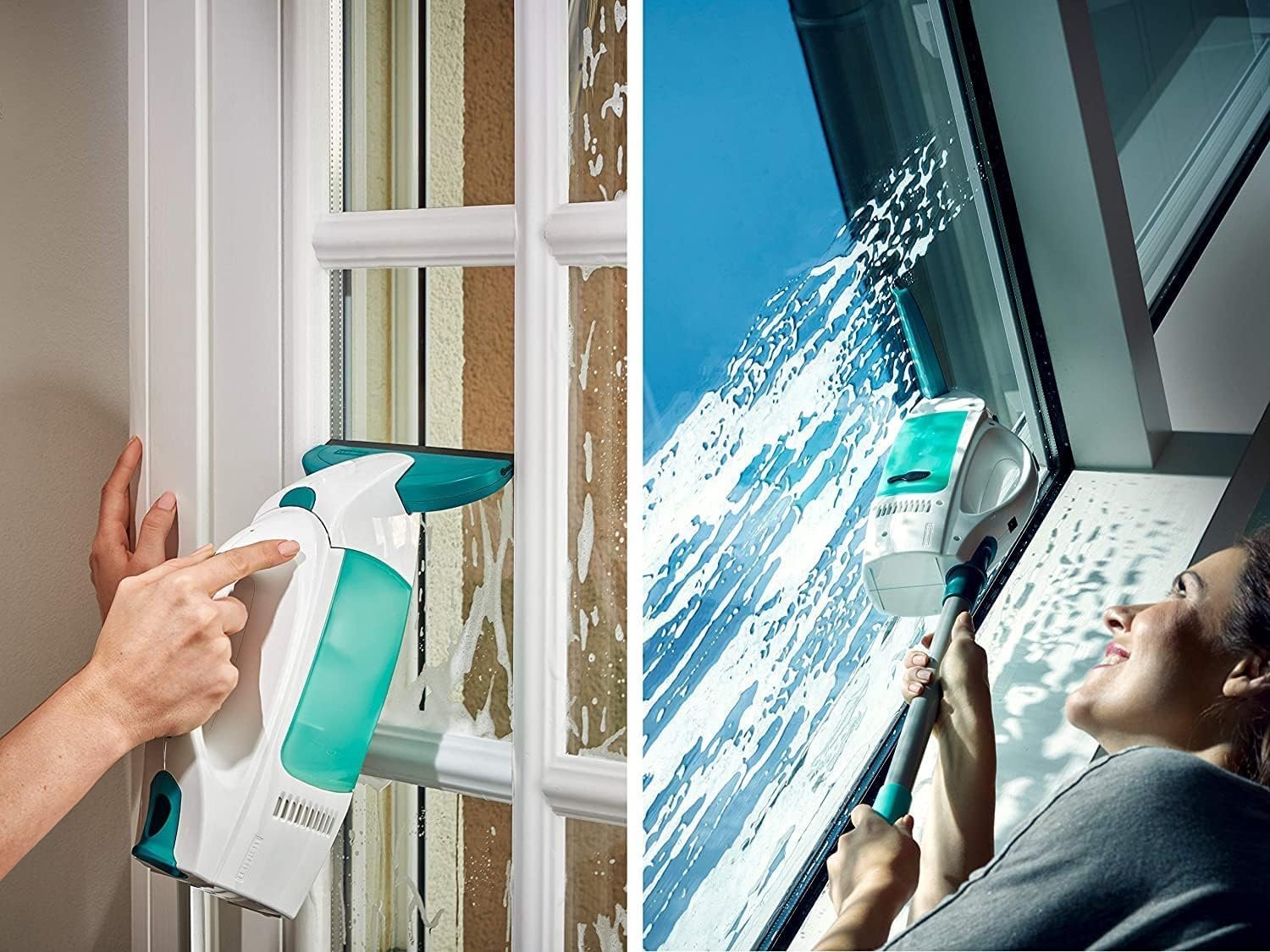 Очиститель окон Leifheit Dry and Clean Complete Set ABS/Silicone/TPR/PA6/Полипропилен/Сталь, 15 x 28 x 31.5 см, бирюзовый/белый, фото №5