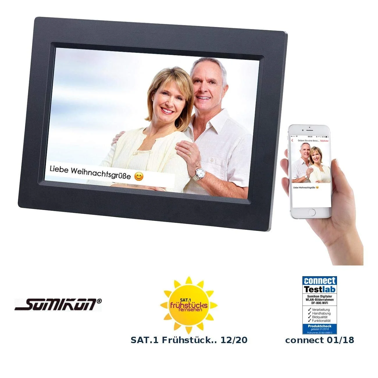 Цифровая фоторамка Somikon WiFi 10.1 дюйма IPS сенсорный экран 8 GB, фото №2