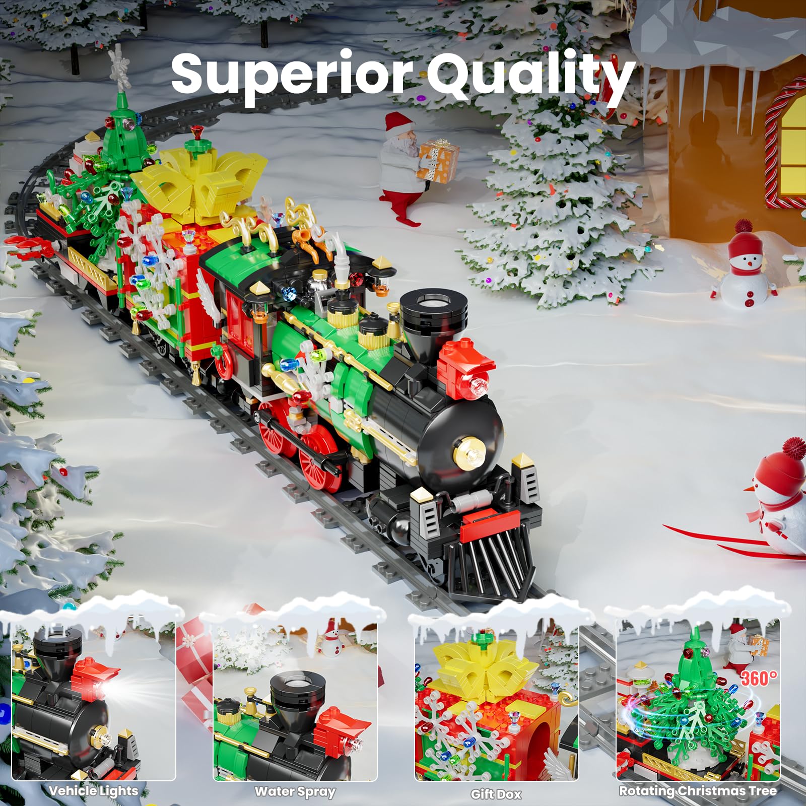Конструктор Mould King Christmas Train 12012s 1457 деталей, фото №6