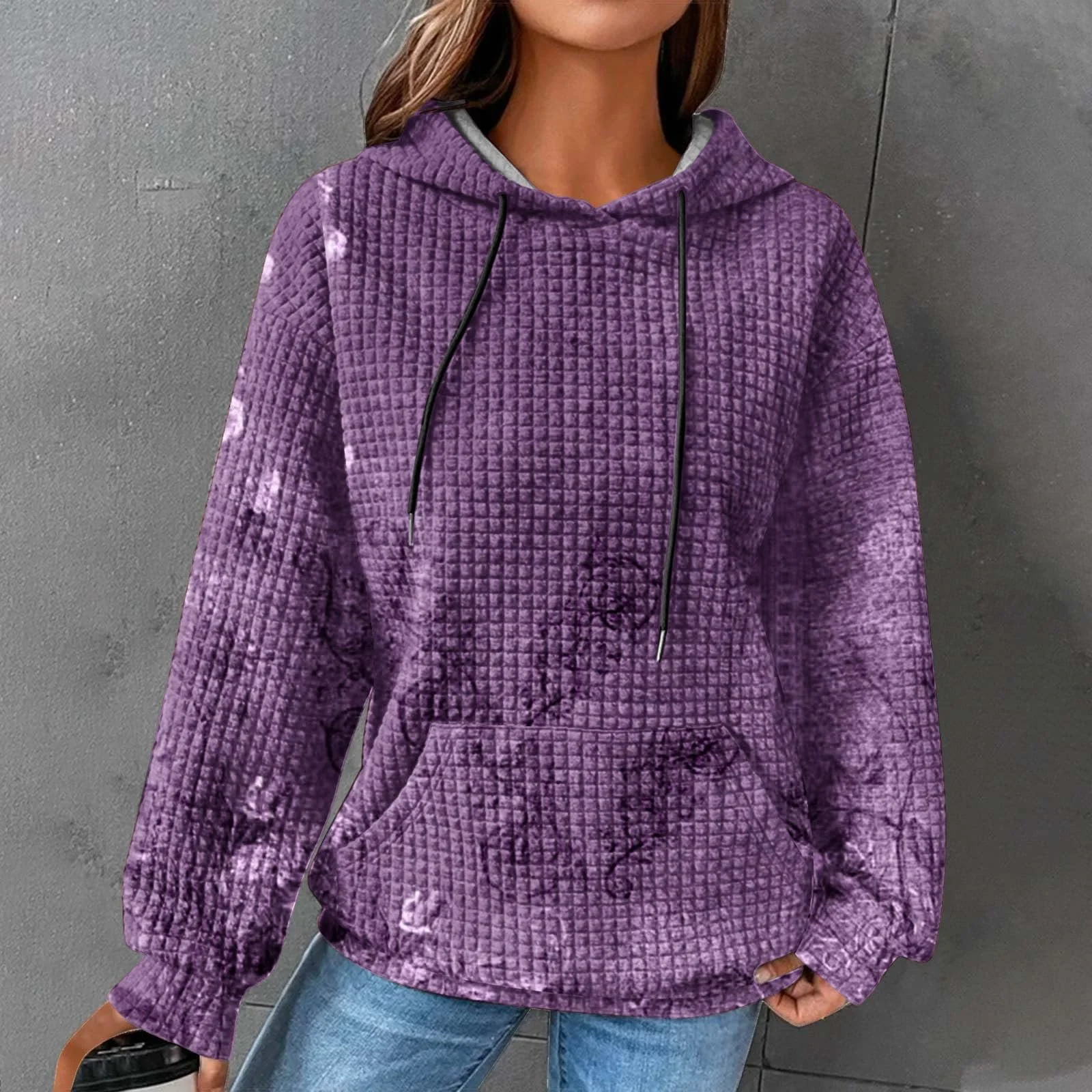 Женская Толстовка с капюшоном Oversize, Куртка, Винтажный цветочный принт, фото №2