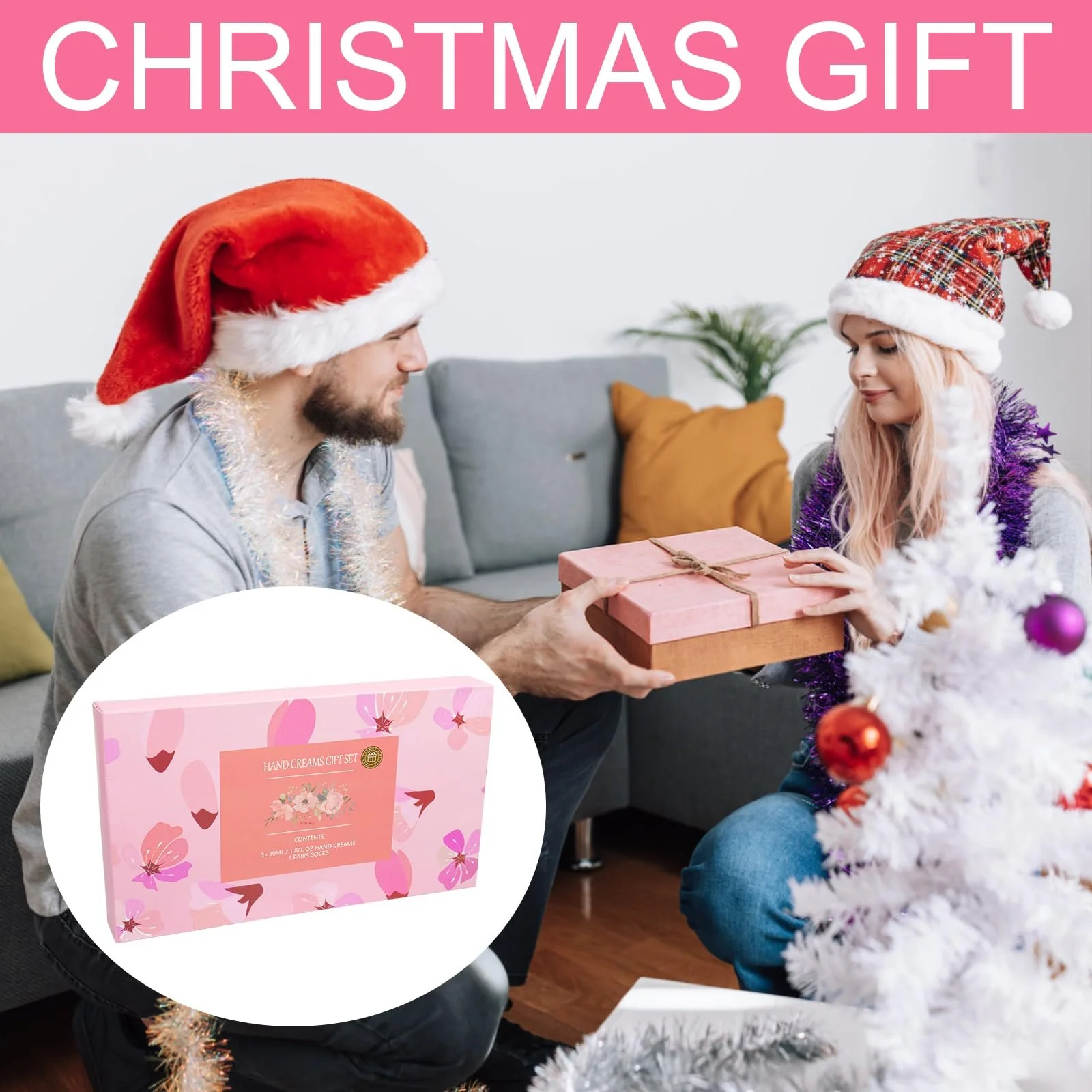 Носки с надписью, 3 крема для рук для женщин, подарочный набор (A), фото №4