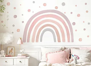 Наклейка на стіну Little Deco DL5096-05-XL Веселка Крапки Акварель Бохо synthetic.ua - Фото 1