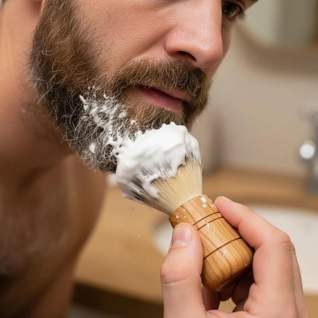 Помазок для бритья Olive Wood Pure Badger Hair с ручкой из оливкового дерева и ворсом барсука, фото №3 Помазок для бритья Olive Wood Pure Badger Hair с ручкой из оливкового дерева и ворсом барсука, фото №3