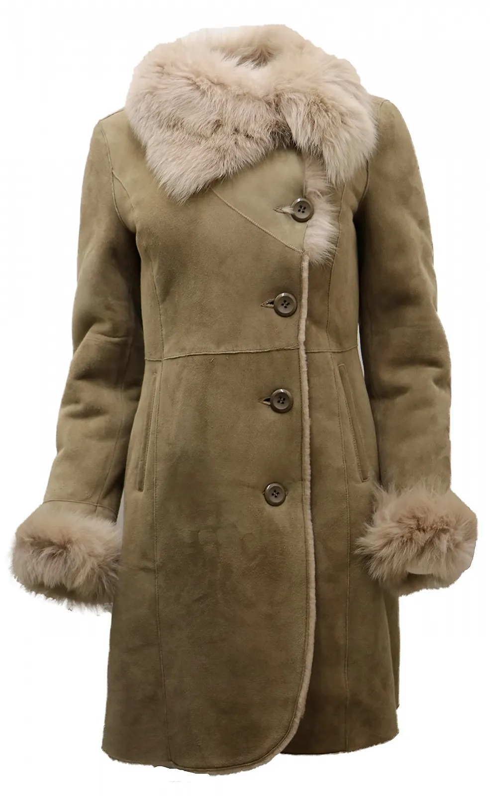 Пальто Infinity Leather Бежевий замшевий з мериносової овчини з коміром тоскана, фото №2 Пальто Infinity Leather Бежевий замшевий з мериносової овчини з коміром тоскана, фото №2