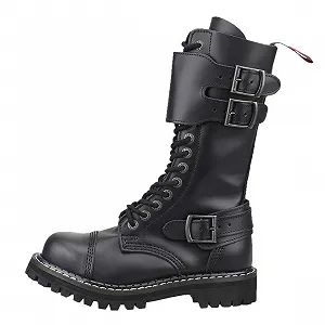 Черевики Angry Itch Шкіряні 14-Hole Black Zip & Steel Toe Cap synthetic.ua - Фото 1