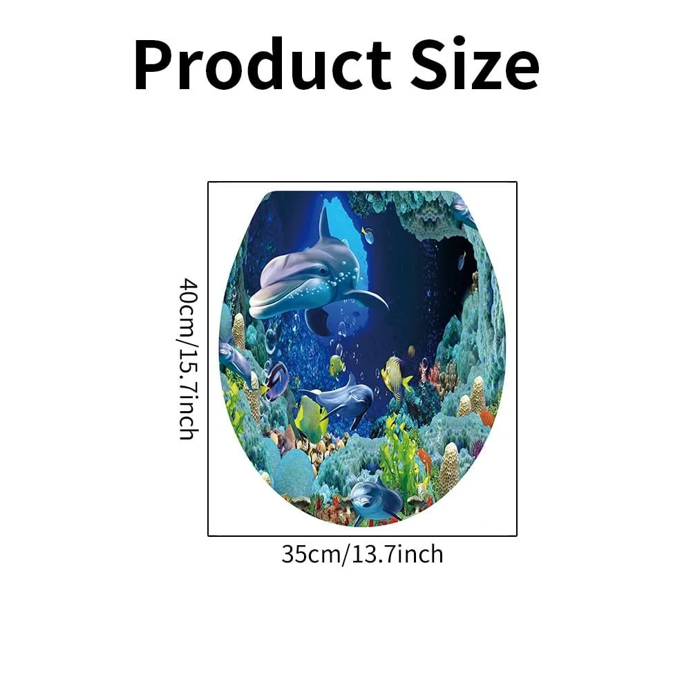 Наклейка на кришку унітазу Fishes Dolphin Decorative Decal, фото №7