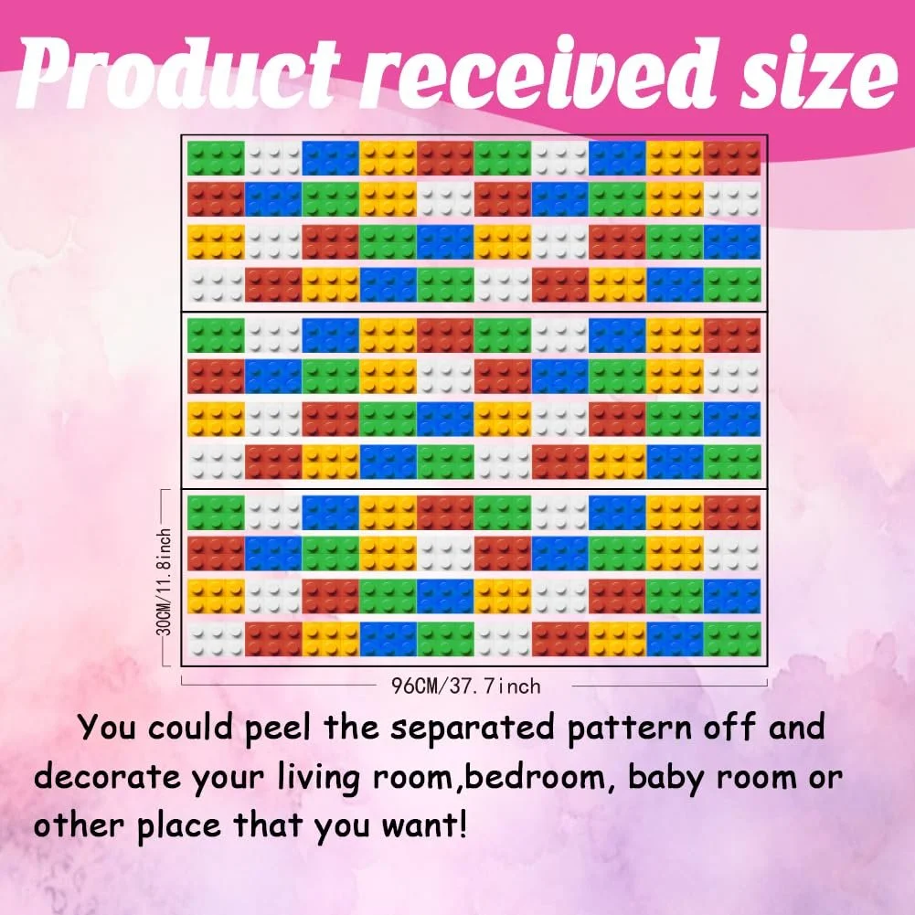 Наклейка на стіну SUPERDANT Будівельні блоки самоклеюча вінілова DIY різнокольорова, фото №2 Наклейка на стіну SUPERDANT Будівельні блоки самоклеюча вінілова DIY різнокольорова, фото №2