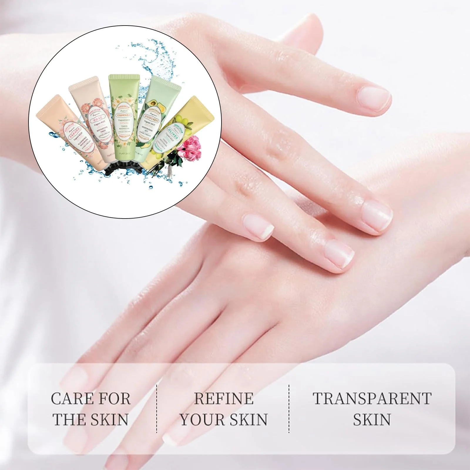 Набір різдвяних кремів для рук, міні-набір з 5 кремів для рук, Квітковий і фруктовий зволожувальний крем, фото №3