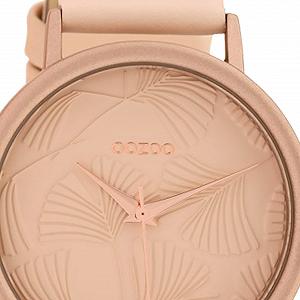 Женские часы Oozoo Кожаный ремешок 42 мм Colours of Oozoo Циферблат Ginkgo Leaf Однотонный Розовый Серый C10390, Розово-розовый, Ремешок. synthetic.ua - Фото 1