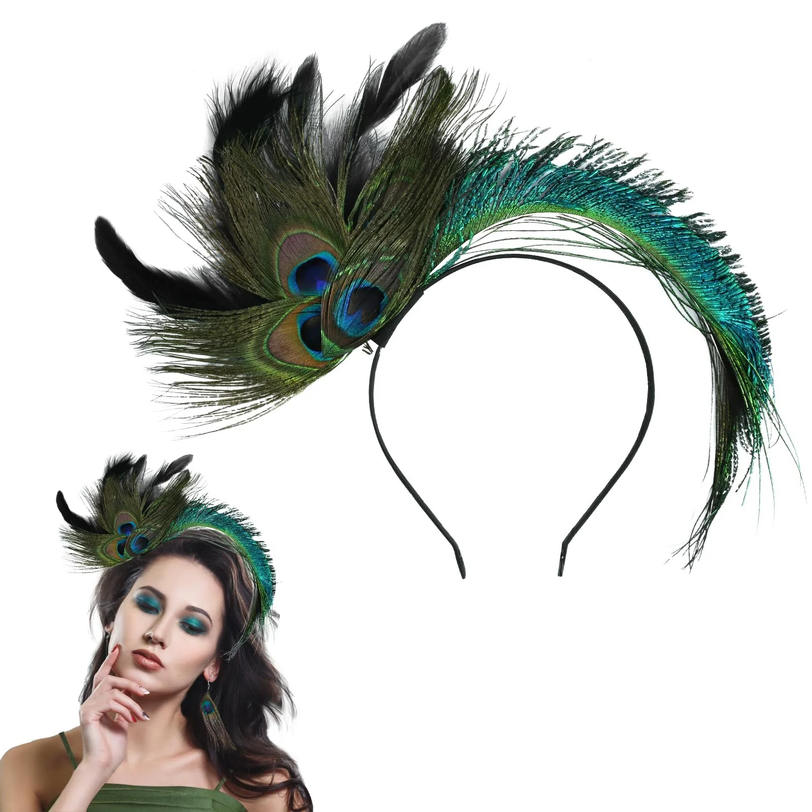 Обруч Перья павлина, фото №1