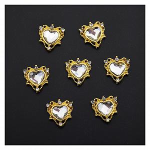 Прикраса для нігтів yaoqijie 3D, сплав, Прикраса для нігтів Серце, діамант, кришталь, камінь, тигрові смуги, 100 шт - Фото 1