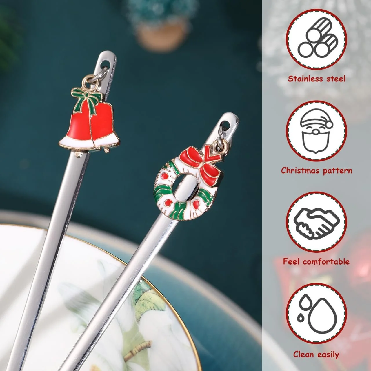 Ложка Кавова Hemoton Набір з 6 штук Нержавіюча сталь Різдвяна, фото №4