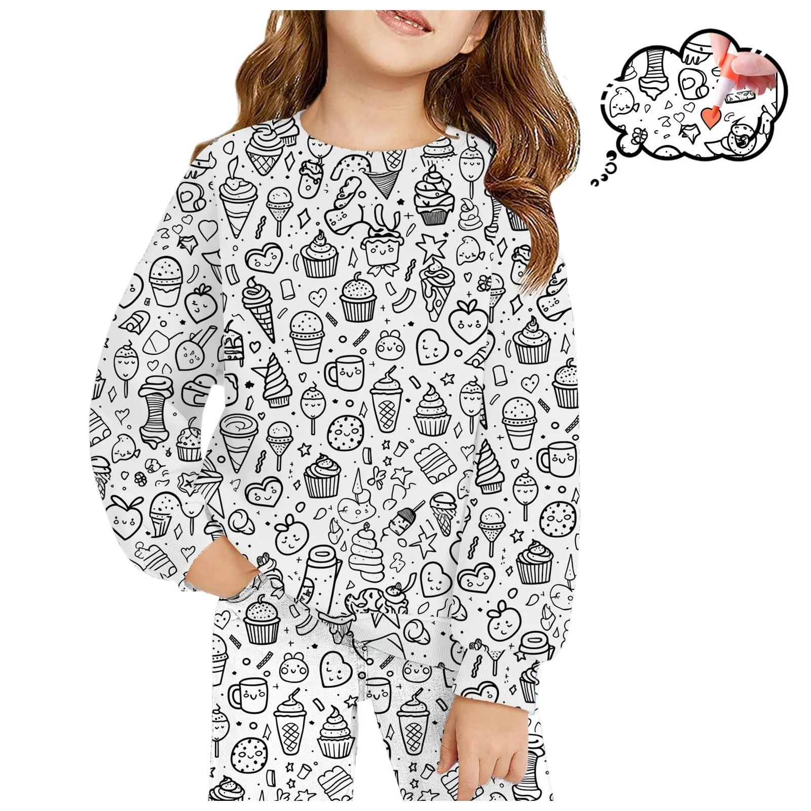 Дитяча піжама для розфарбовування Комплект, Двокомпонентний одяг для сну, фото №2