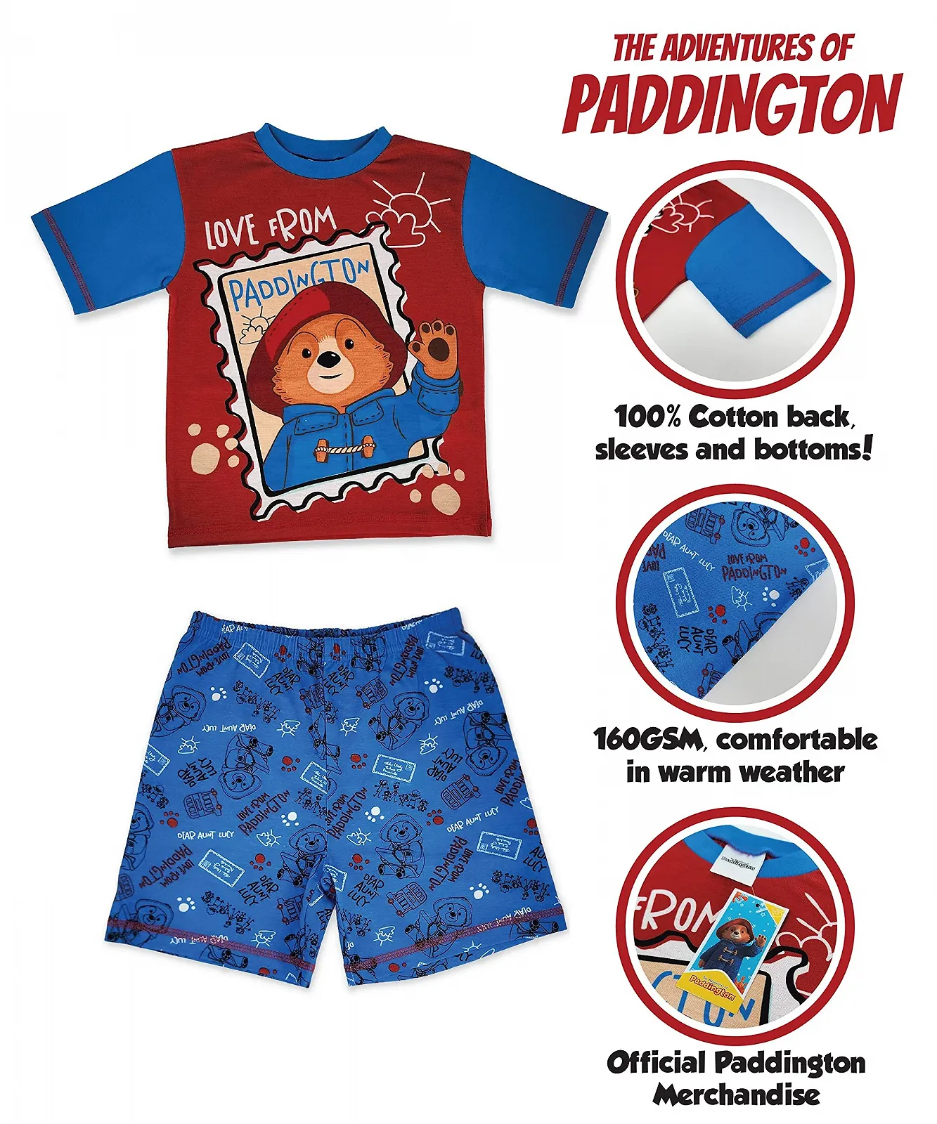 Піжама Paddington Bear Paddington Bear з короткими рукавами для дітей, фото №2