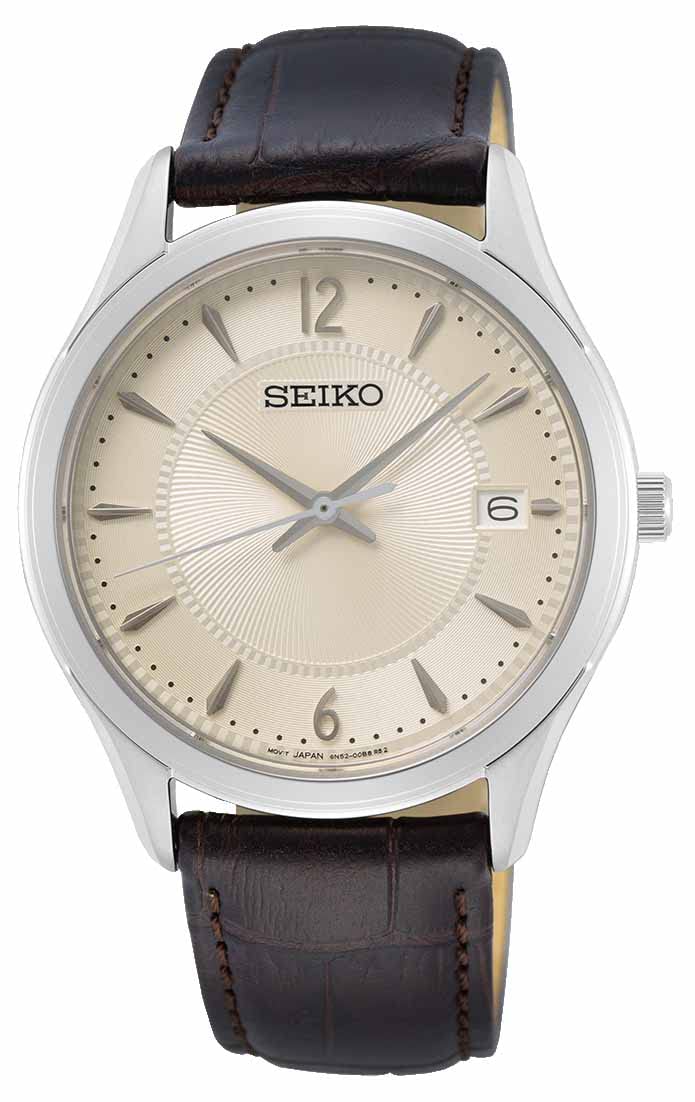 Часы Seiko Мужские Аналоговые Кварцевые SUR421P1 Кожаный ремешок Серебристые, фото №1