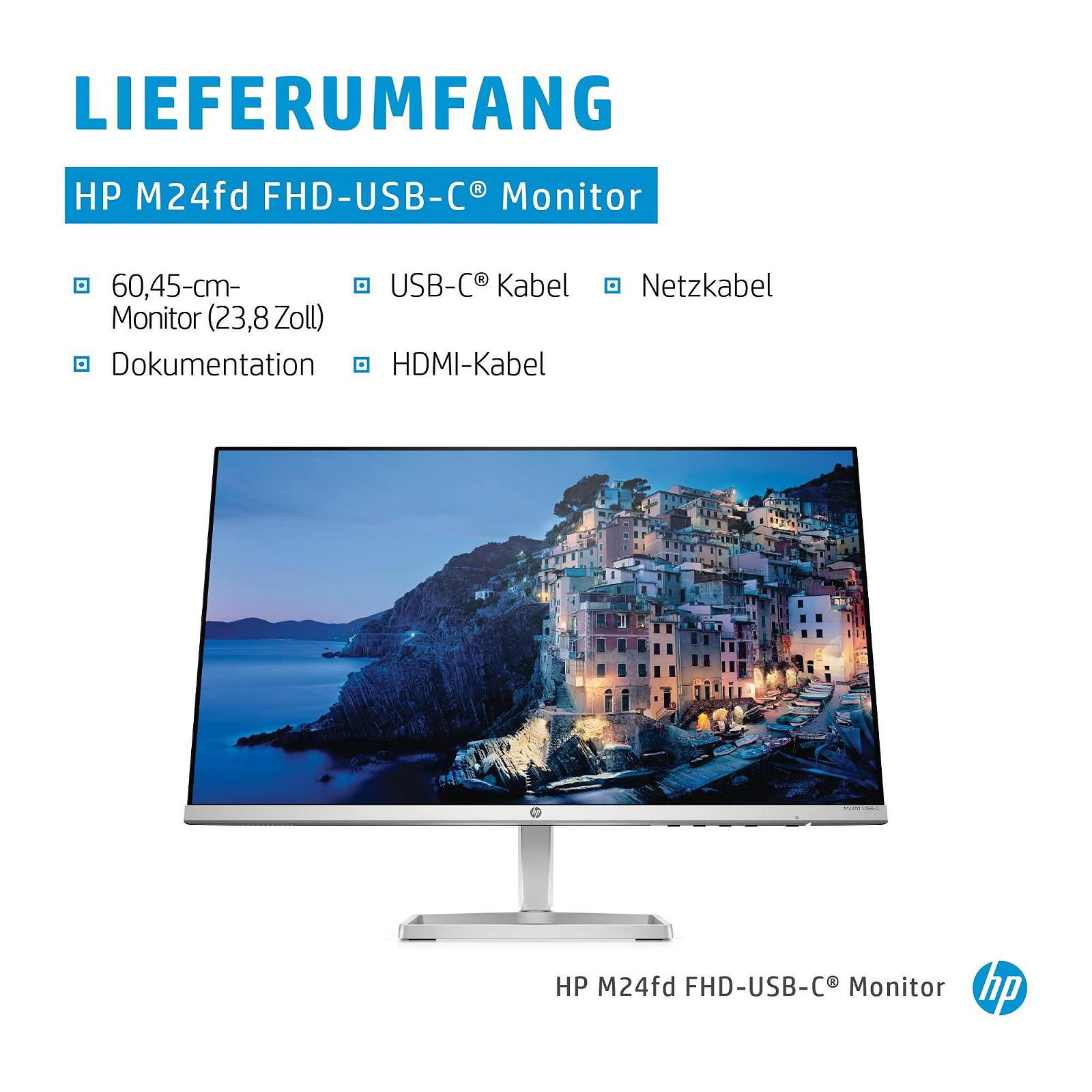 Монитор HP M24fd (24 дюйма, Full HD IPS, 75Hz, AMD FreeSync, HDMI 1.4, USB-C, Время отклика 5мс) Серебристый/Черный, фото №5