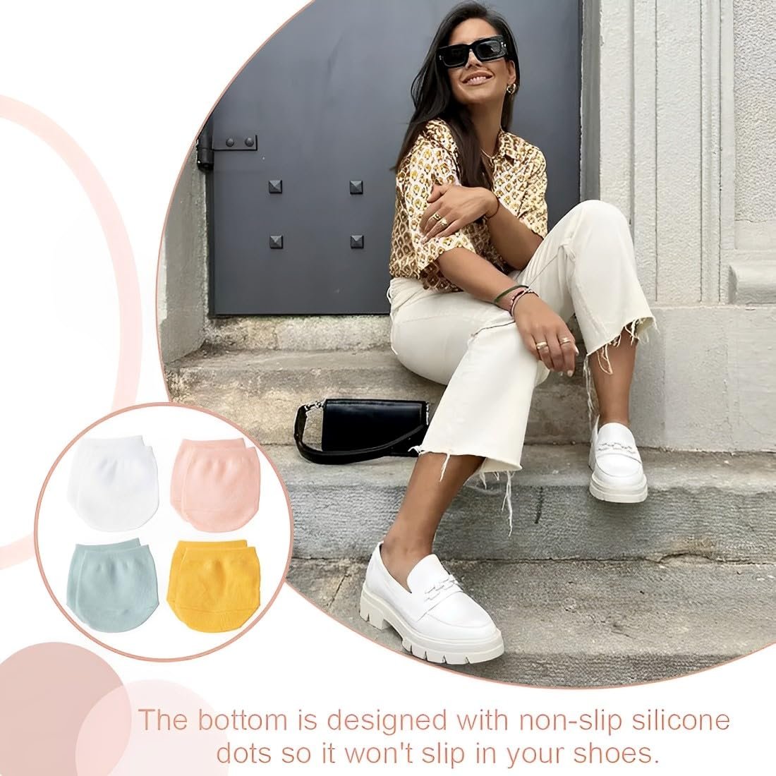 Носки для пальцев женские Щиколотки Дышащие полуноски с нескользящими силиконовыми точками Невидимые носки для пальцев Женские хлопковые носки для пальцев для высоких каблуков Балет, фото №5