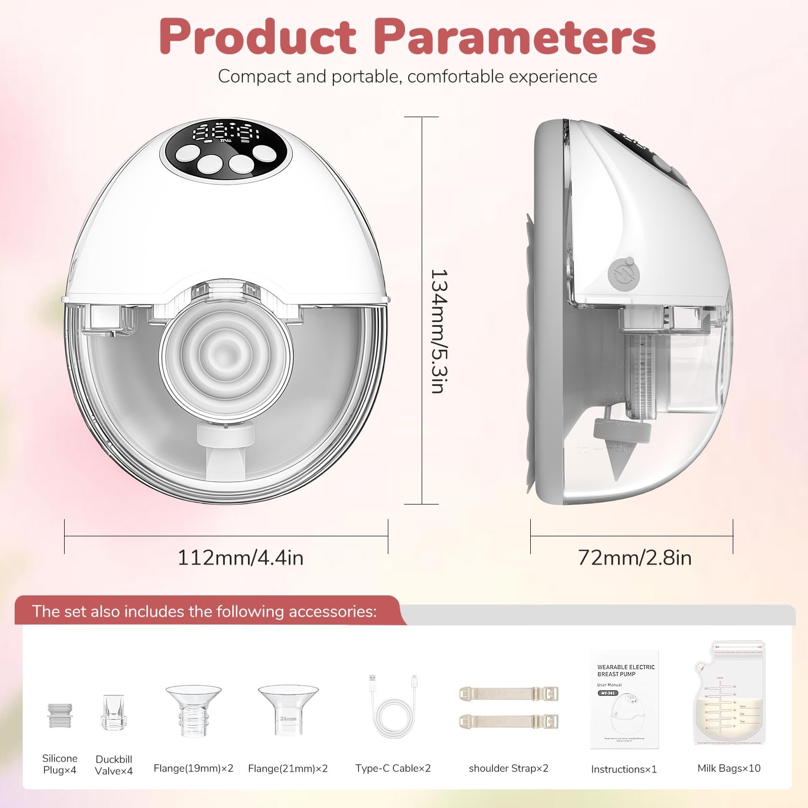 Молокоотсос Focenat, электрический, hands-free, двойной, 4 режима, 12 уровней всасывания, защита от переполнения, с пылезащитным чехлом, фото №6 Молокоотсос Focenat, электрический, hands-free, двойной, 4 режима, 12 уровней всасывания, защита от переполнения, с пылезащитным чехлом, фото №6