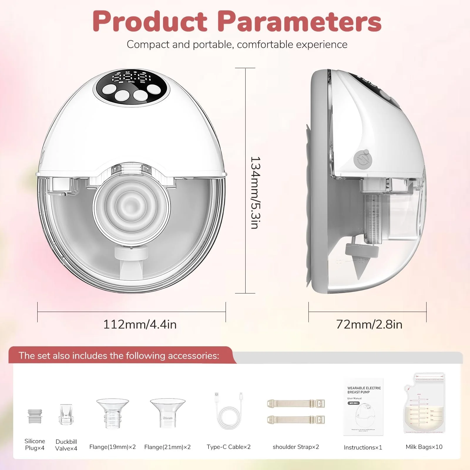 Молоковідсмоктувач Focenat, електричний, hands-free, подвійний, 4 режими, 12 рівнів всмоктування, захист від переповнення, з пилозахисним чохлом, фото №6 Молоковідсмоктувач Focenat, електричний, hands-free, подвійний, 4 режими, 12 рівнів всмоктування, захист від переповнення, з пилозахисним чохлом, фото №6