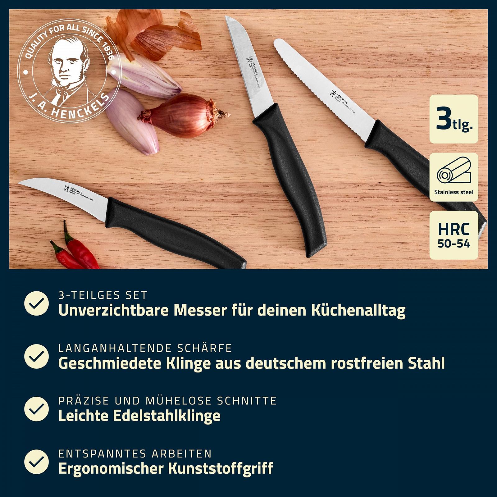 Набор ножей HENCKELS by ZWILLING Elements Универсальный, для овощей и фруктов 3 шт. Черный, фото №2