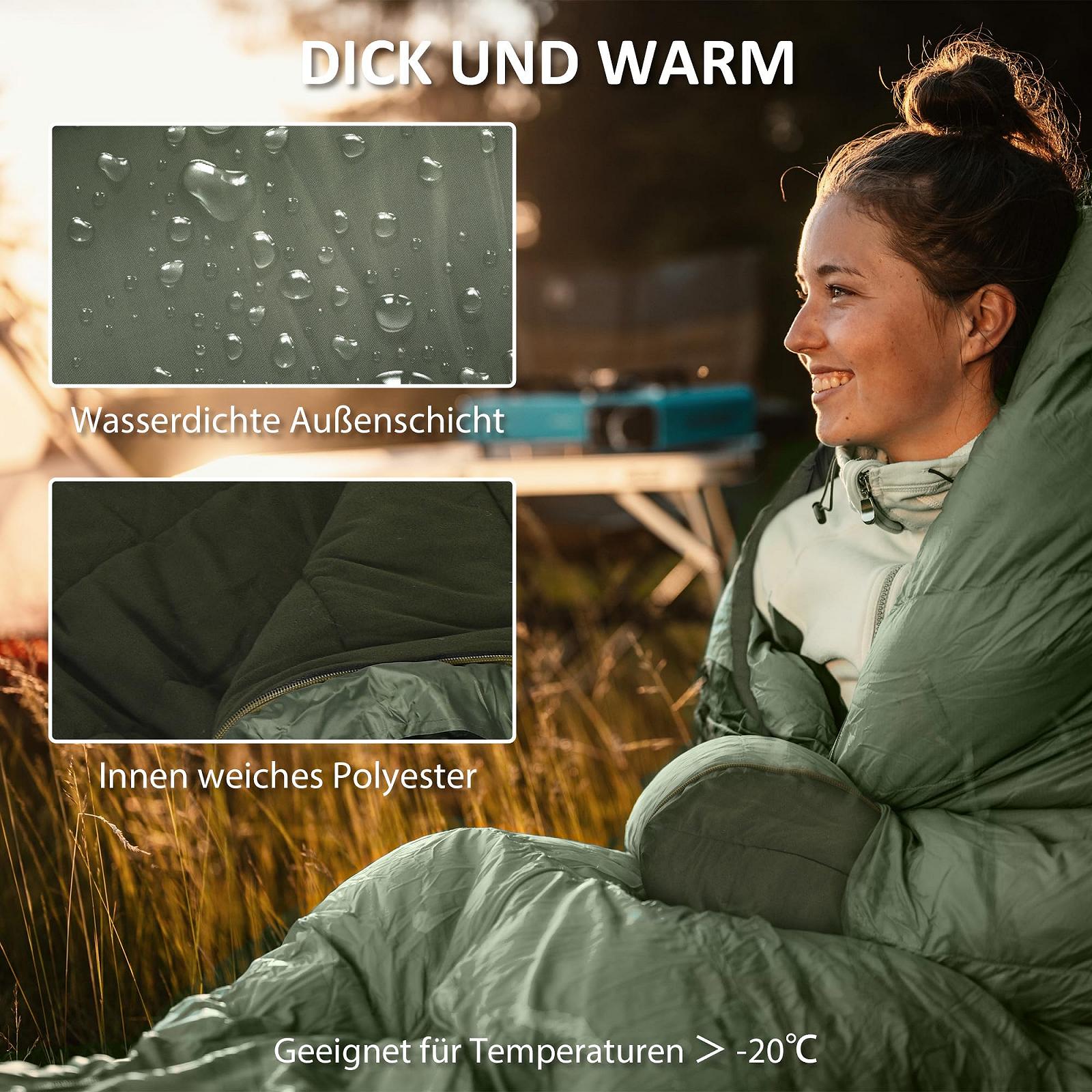 Спальний мішок Outsunny Blanket 3-4 сезони для дорослих компактний з чохлом, зелений, фото №3