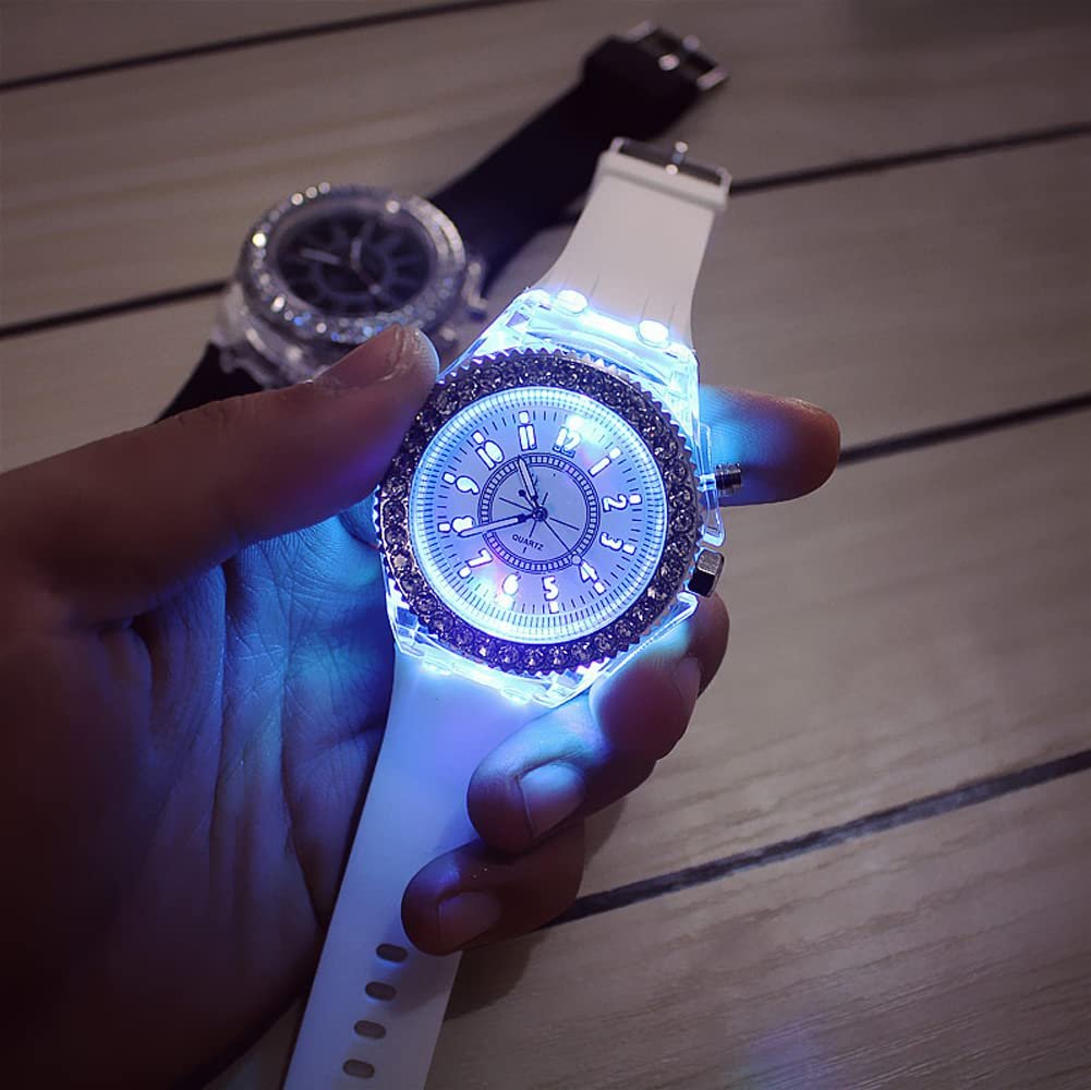 Годинник жіночий FENKOO Кварцовий LED Силіконовий ремінець Чорний/Білий, фото №4