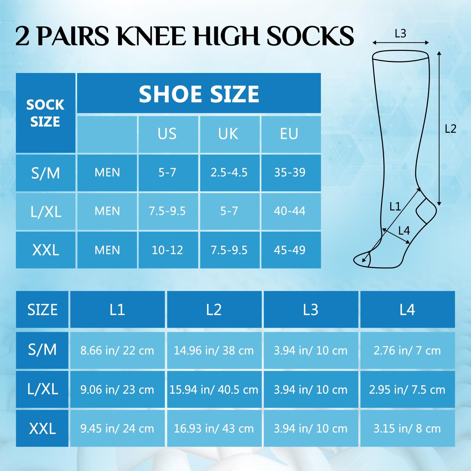 Компресійні гольфи Boyiee 2 пари Чорний, фото №4