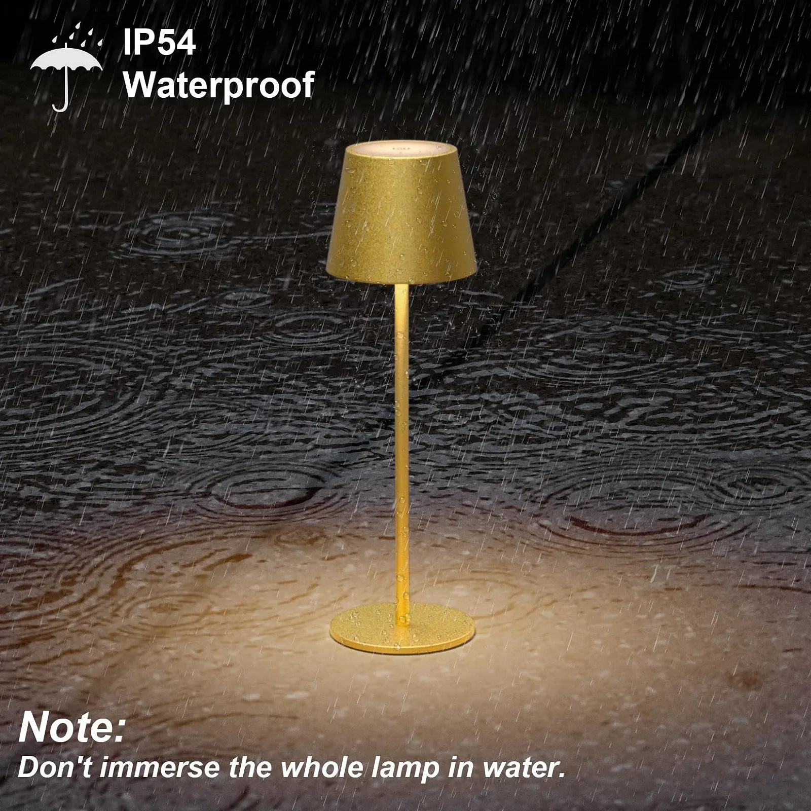 Настільна лампа Klighten LED акумуляторна алюмінієва IP54 сенсорна безступінчасте димування USB-C Золотистий, фото №5