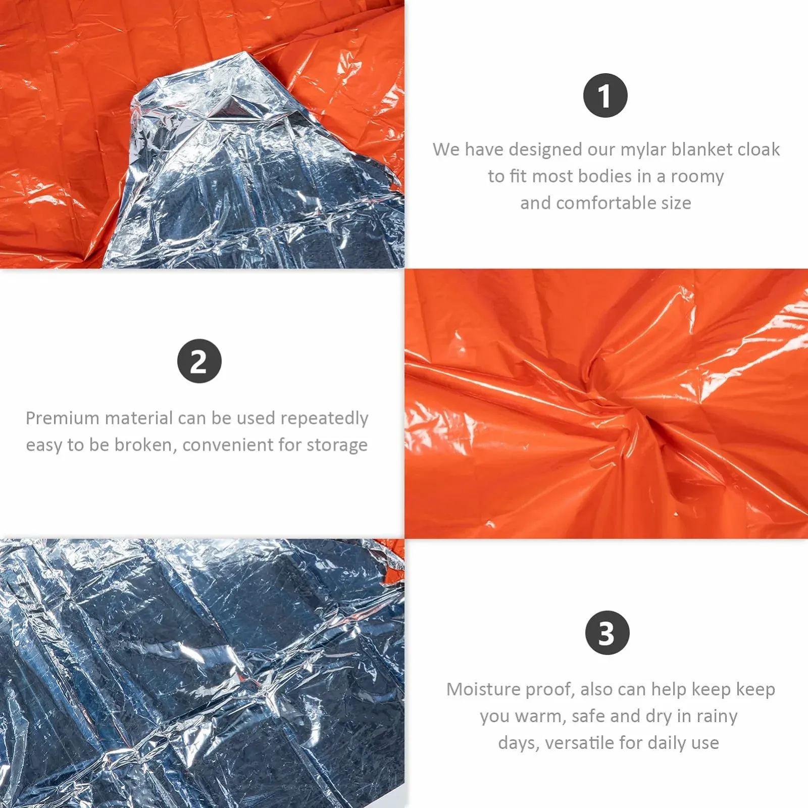 Аварійний дощовик Toddmomy Набір з 4 шт. термоковдра пончо поліестерова плівка, фото №5