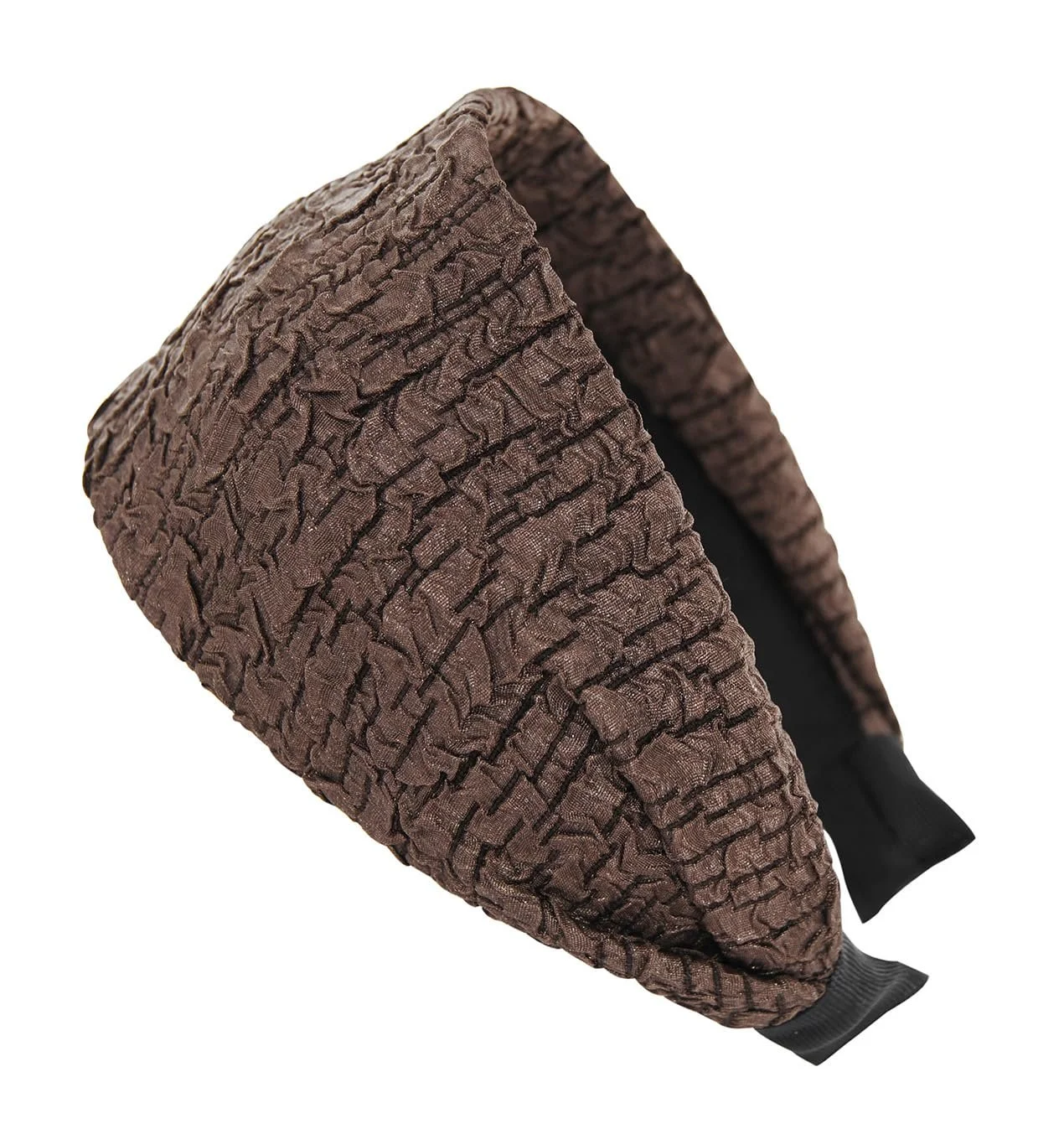 Обруч на голову Широка axy з жатої тканини HR14C Коричневий, дуже широка, фото №1