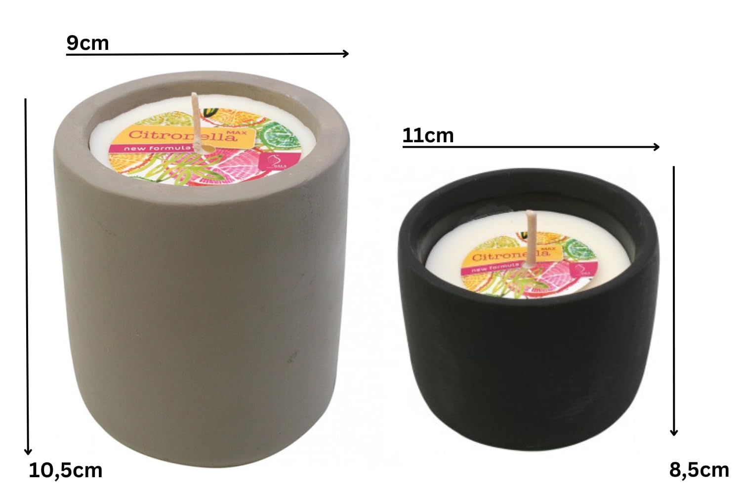 Свічки Citronella Concrete Look, 120 годин горіння, набір з 2, сіра і чорна, фото №3