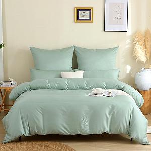 Постільна білизна SOULFUL Mako Satin 135 x 200 см, комплект з блискавкою, Oeko-Tex, включає 1 підковдру 135 x 200 см і 1 наволочку 80 x 80 см, туманно-зелений - Фото 1