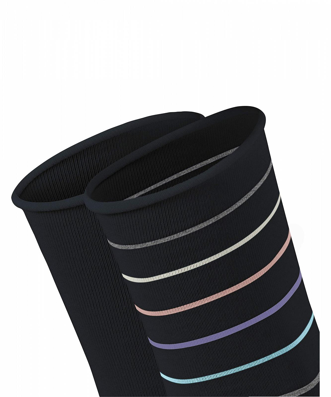 Носки ESPRIT Multi Stripe 2-Pack Хлопок Шерсть Женские Белый Серый Разноцветные Усиленные Женские носки с узором Дышащие Полосатые Цветные Тонкие Мультипак 2 пары, Черный (Черный 3000), фото №5