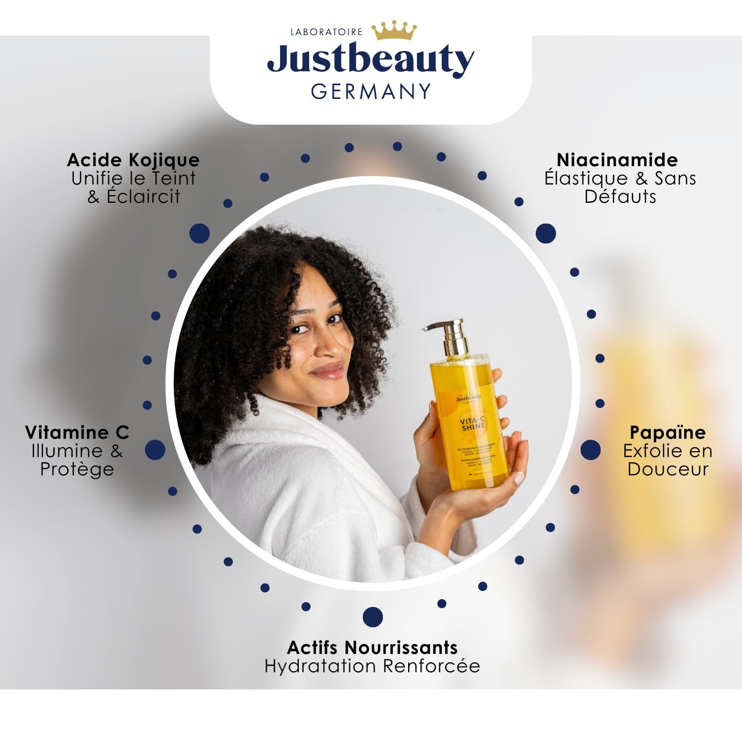 Гель для душу Vita C Shine Brightening Освітлюючий, з вітаміном C, ніацинамідом, коєвою та гіалуроновою кислотами, 620 мл, фото №5