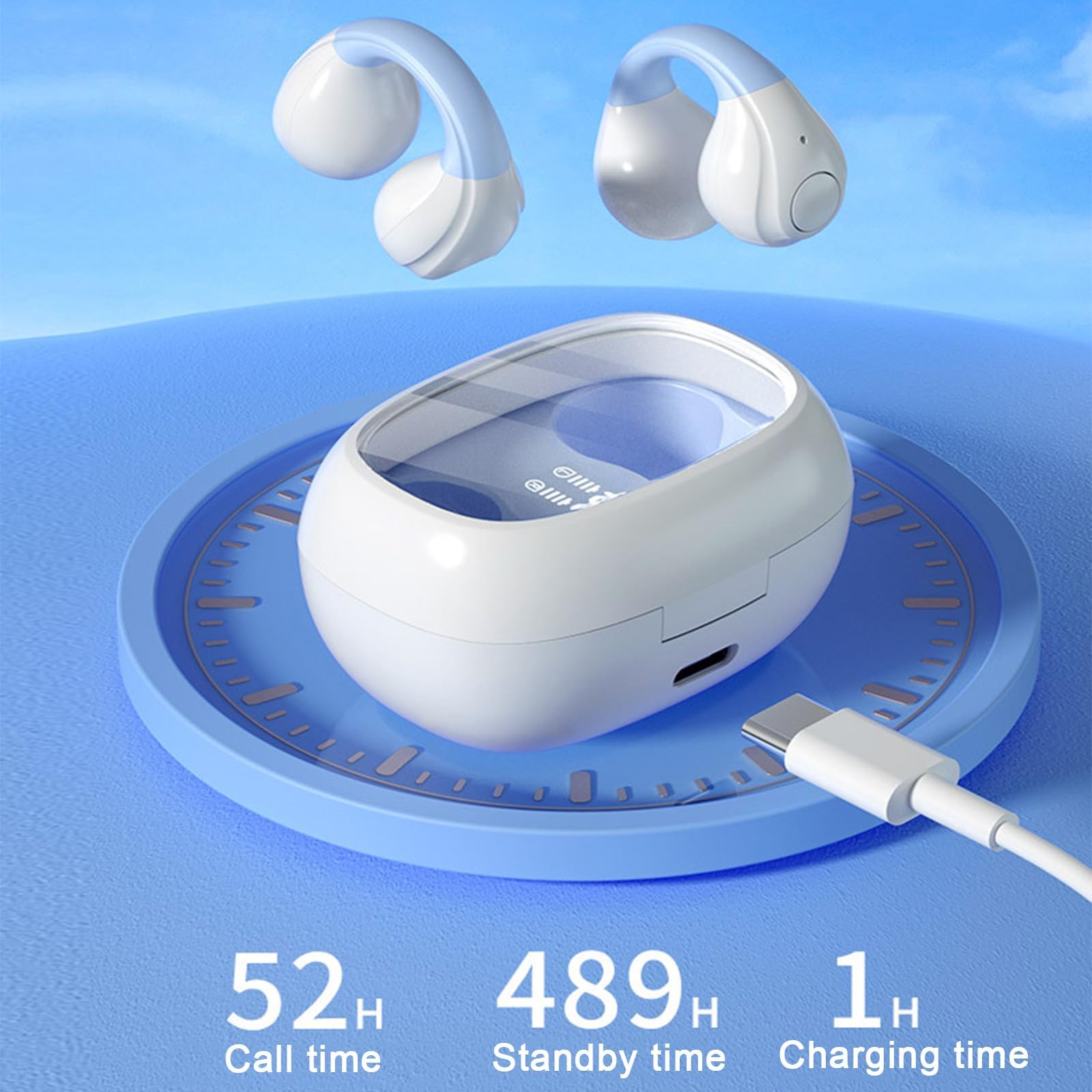 Навушники Open Ear Bone Sound Bluetooth Wireless Ear Clip Air Bone Conduction Painless Ear Clip Sports Headphones з мікрофоном Wireless для бігу тренування велоспорту спортзалу, фото №5