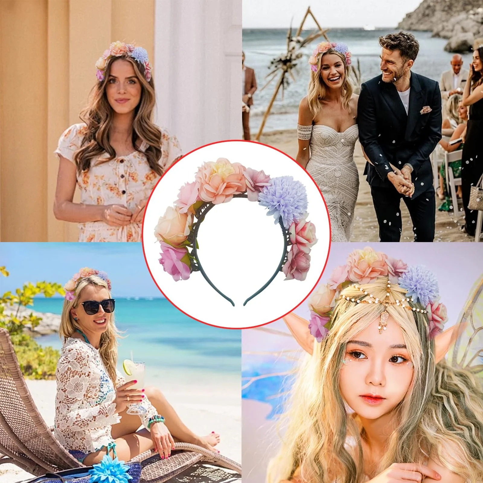 Обруч Квітковий Різнокольорові Квіти, фото №6