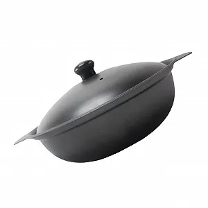 Кастрюля-жаровня Lurrose с крышкой, бесшовной поверхностью, антипригарным покрытием и двойной ручкой - Фото 1