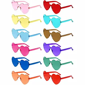 Солнцезащитные очки в форме сердца Morcheiong, разноцветные без оправы - Фото 1