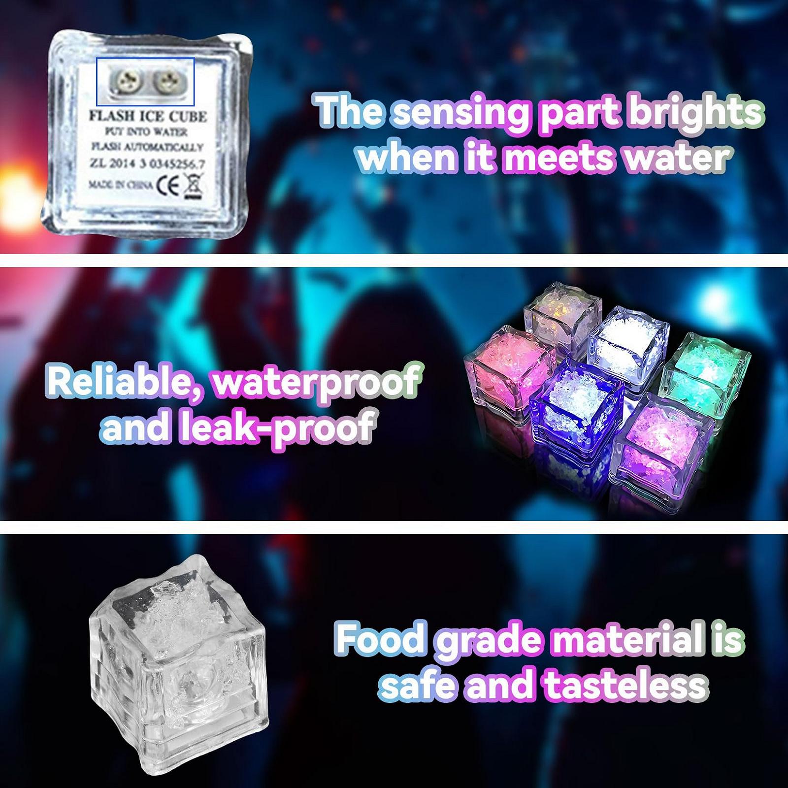 Світлодіодні кубики льоду, набір 12 штук, різнокольорові, іграшка для ванни, фото №4 Світлодіодні кубики льоду, набір 12 штук, різнокольорові, іграшка для ванни, фото №4