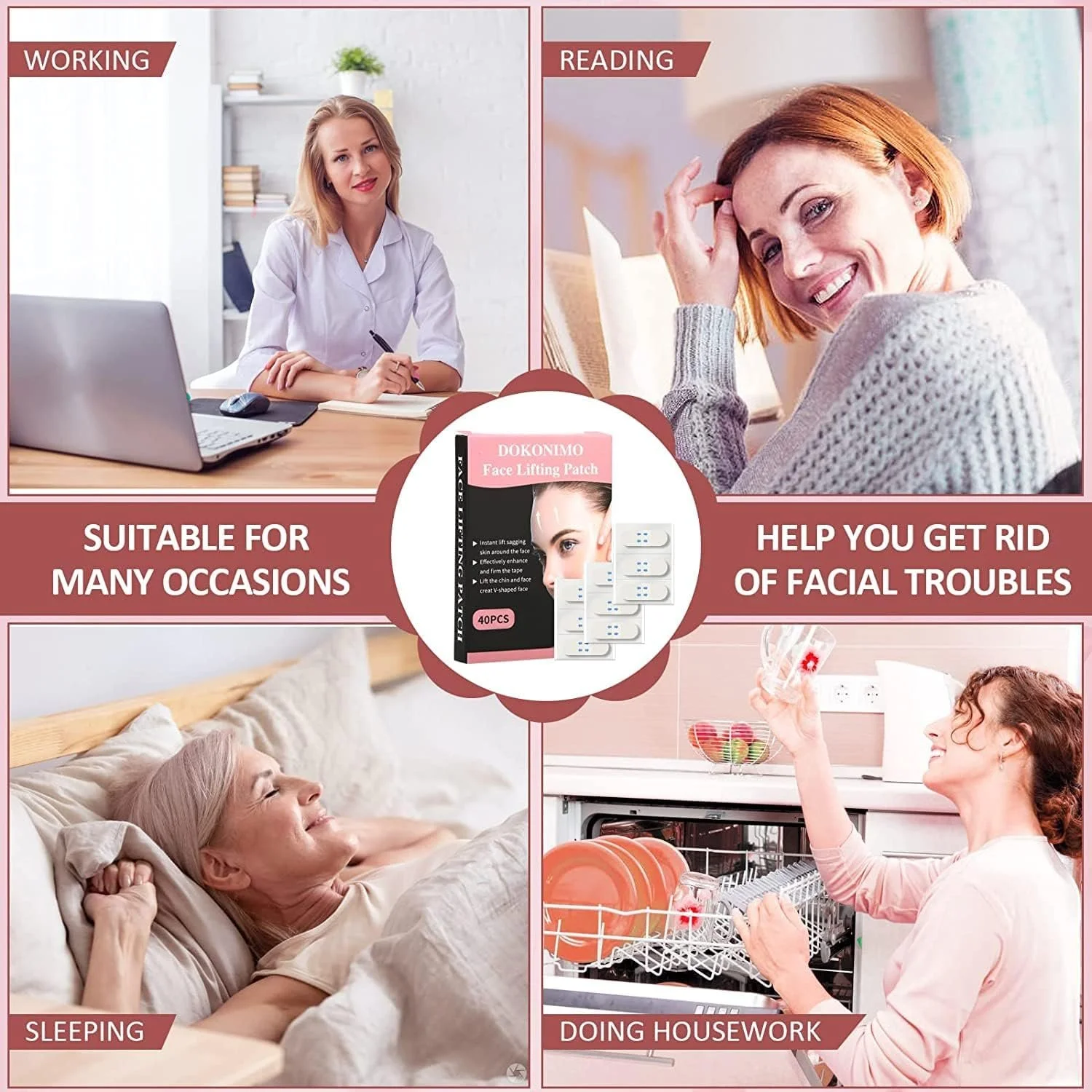 Стрічки для підтяжки обличчя DOKONIMO, 40 штук, фото №6