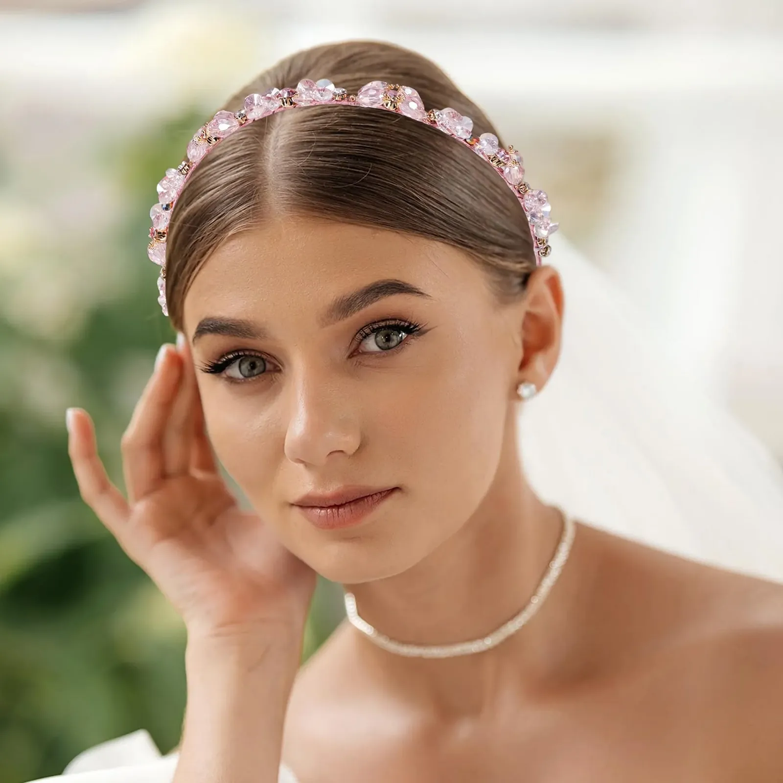 Набор обручей для волос с 3 стразами., фото №4