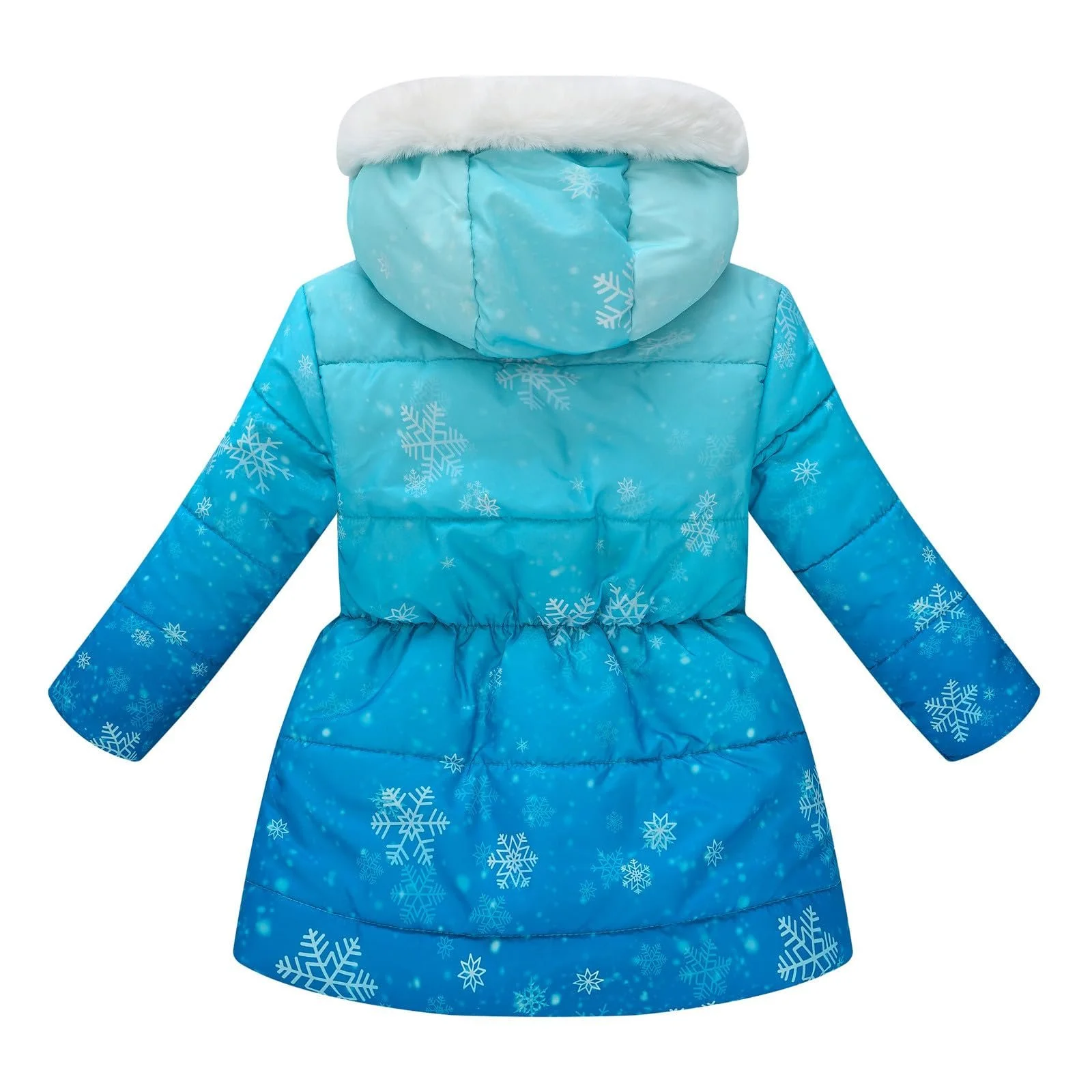 Зимняя куртка Градиент Зимние Пальто для девочек Пуховики Мягкая Верхняя одежда Ветрозащитная Детская Куртка Пальто со Снежинками, фото №3