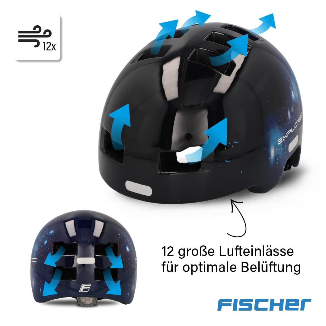Шлем Велосипедный FISCHER BMX Dirt Bike Plus Universe S/M, 54-58 см, черный, с интегрированным светодиодным задним фонарем, фото №8