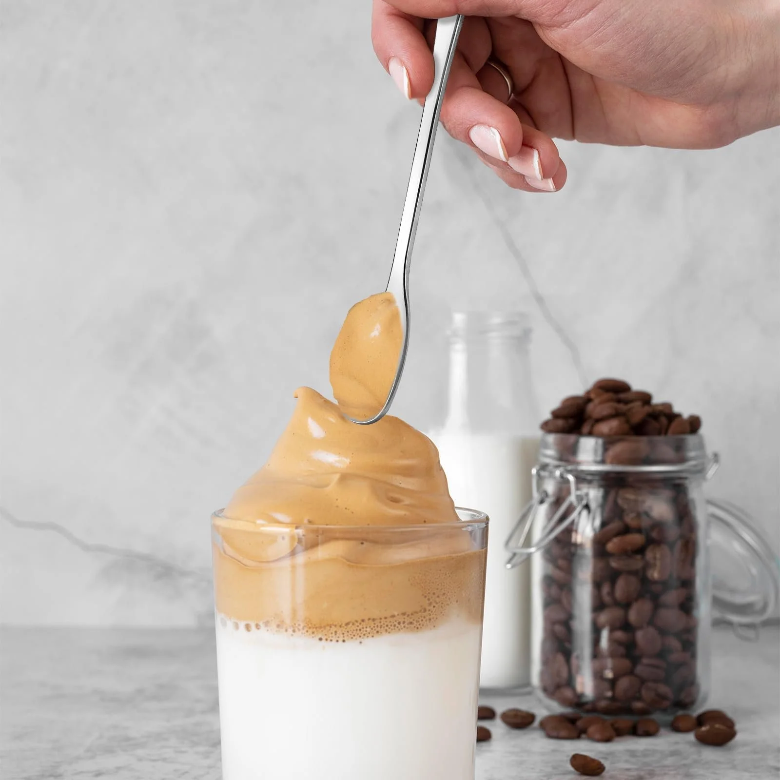 Ложка для холодного чаю/кави IceDrip Довга 4 шт. Срібна для лате макіато, фото №5