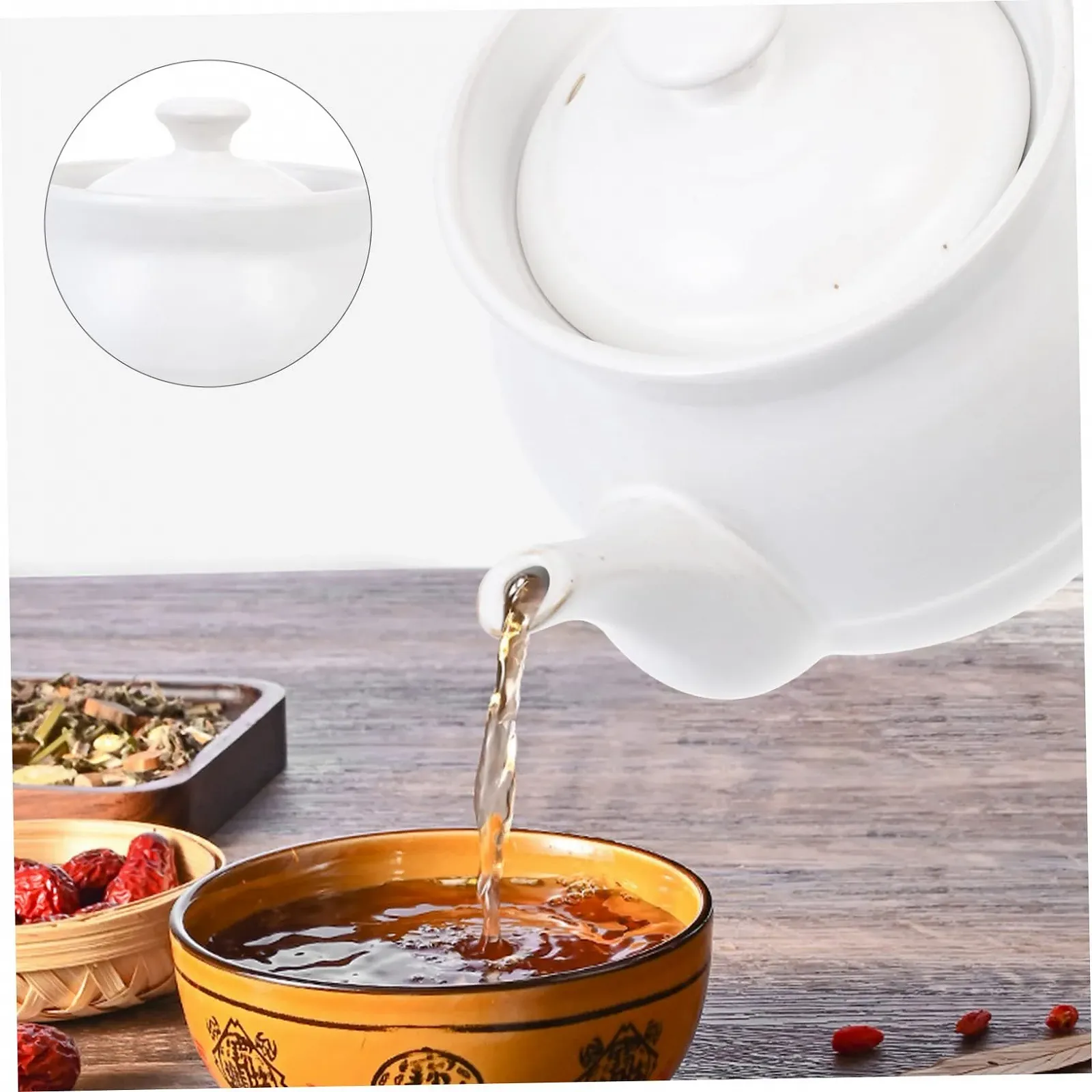 Горшок керамический GALPADA для приготовления лекарств с носиком и термоизоляционной ручкой, фото №6