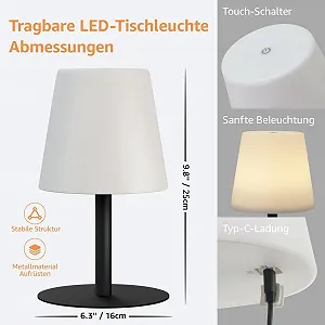 Настольная лампа MALUX LED Wireless 8 цветов Диммер IP44 synthetic.ua - Фото 1